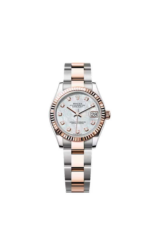 Women’s Rolex Datejust 31 278271 Oystersteel & Everose Gold Automatic Watch – White Mother-of-Pearl Dial with Diamonds