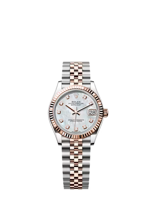 Women’s Rolex Datejust 31 278271 Oystersteel & Everose Gold Automatic Watch – White Mother-of-Pearl Dial with Diamonds
