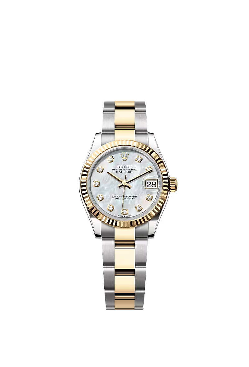 Women’s Rolex Datejust 31 Ref. 278273 – Yellow Rolesor, White Mother-of-Pearl Diamond Dial, Oyster Bracelet