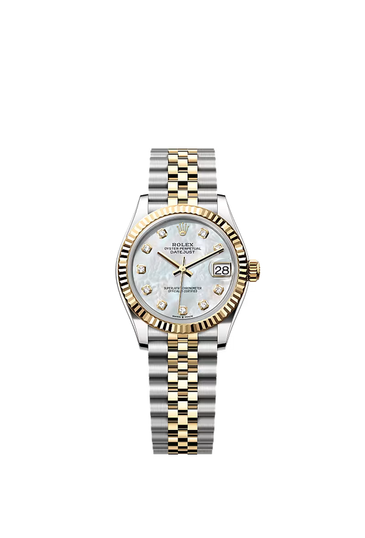 Women’s Rolex Datejust 31 Ref. 278273 – Yellow Rolesor, White Mother-of-Pearl Diamond Dial, Jubilee Bracelet