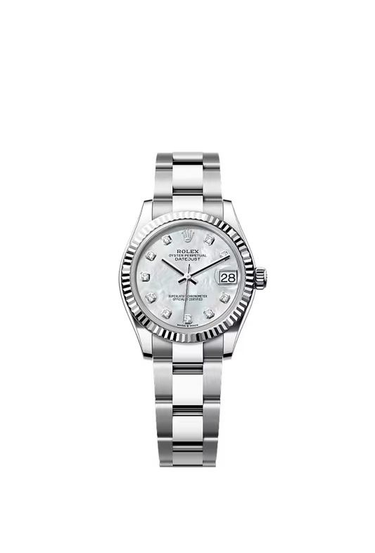 Women’s Rolex Datejust 31 31 mm Oystersteel & White Gold White Mother-of-Pearl Diamond Dial Watch - Zeuskicks