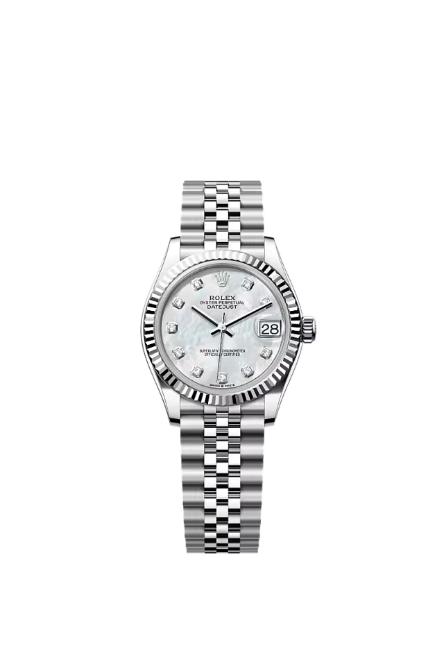 Women’s Rolex Datejust 31 31 mm Oystersteel & White Gold White Mother-of-Pearl Diamond Dial Watch - Zeuskicks