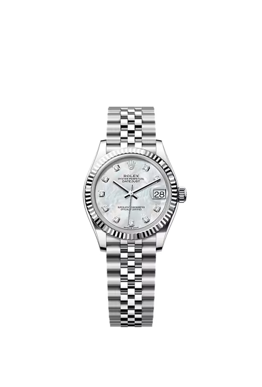 Women’s Rolex Datejust 31 31 mm Oystersteel & White Gold White Mother-of-Pearl Diamond Dial Watch - Zeuskicks