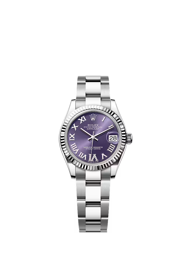 Women’s Rolex Datejust 31 31 mm Oystersteel & White Gold Aubergine Diamond Dial Watch - Zeuskicks