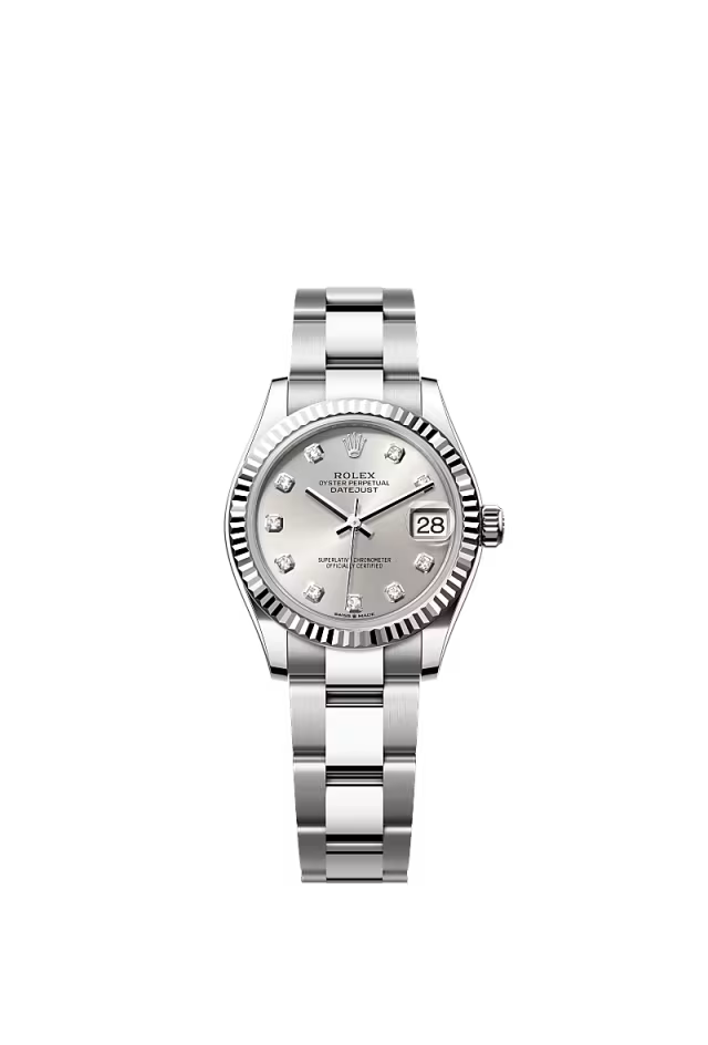 Women’s Rolex Datejust 31 31 mm Oystersteel & White Gold Silver Diamond Dial Watch - Zeuskicks