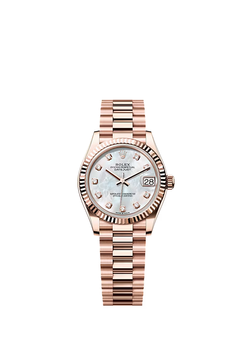 Women’s Rolex Datejust 31 278275 – White Mother-of-Pearl Diamond Dial, Everose Gold