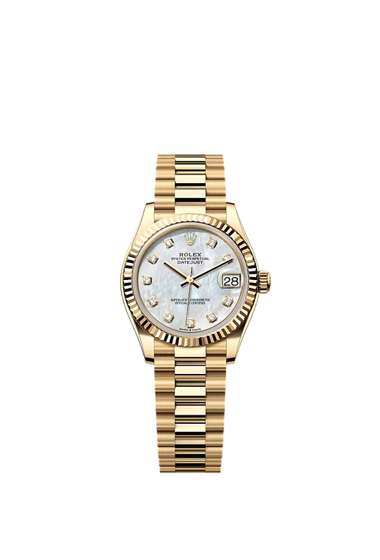 Women’s Rolex Datejust 31 278278 – White Mother-of-Pearl Diamond Dial, Yellow Gold