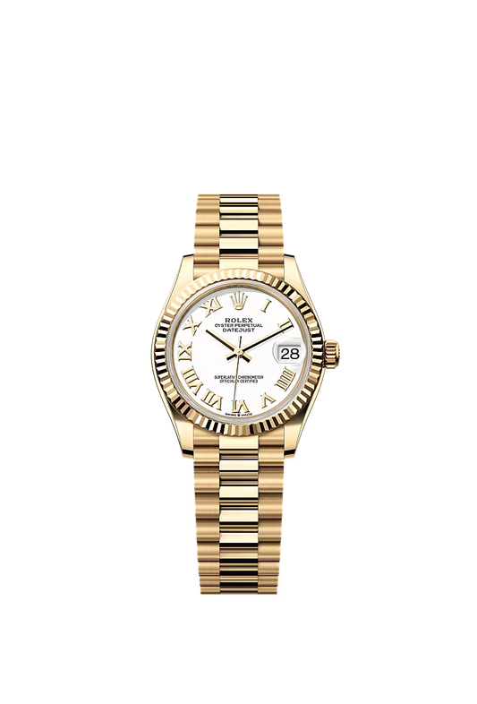 Women’s Rolex Datejust 31 278278 Automatic Watch – White Dial with 18 kt Yellow Gold President Bracelet