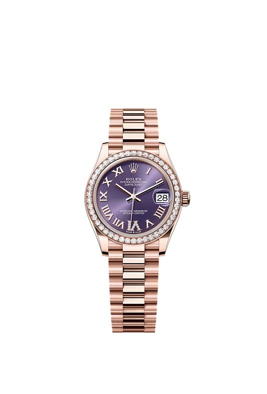 Women’s Rolex Datejust 31 Everose Gold & Diamond Automatic Watch – Aubergine Dial