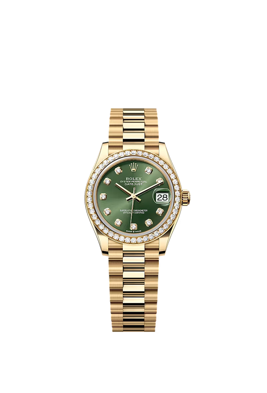 Women’s Rolex Datejust 31 278288RBR – Olive Green Diamond Dial, Yellow Gold