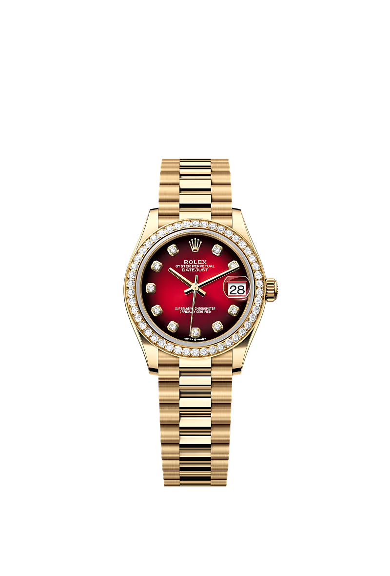 Women’s Rolex Datejust 31 278288RBR – Red Ombré Diamond Dial, Yellow Gold