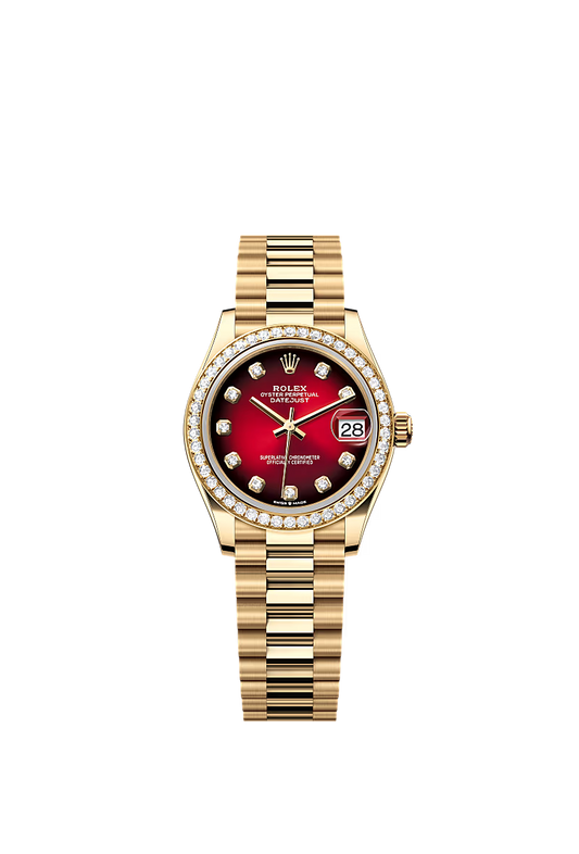 Women’s Rolex Datejust 31 278288RBR – Red Ombré Diamond Dial, Yellow Gold