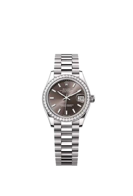 Women’s Rolex Datejust 31 278289RBR Automatic Watch – Dark Grey Dial with Diamonds & White Gold President Bracelet