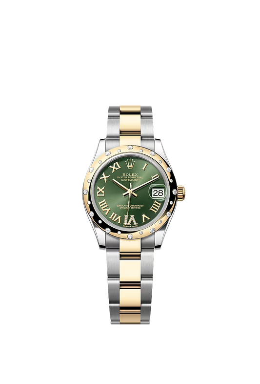Women’s Rolex Datejust 31 Ref. 278343RBR – Yellow Rolesor, Olive Green Diamond Dial (Large VI), Oyster Bracelet