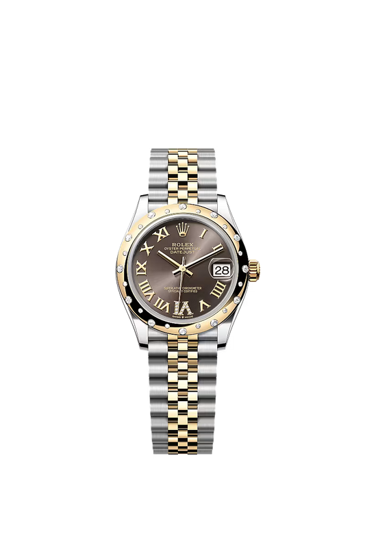 Women’s Rolex Datejust 31 Ref. 278343RBR – Yellow Rolesor, Dark Grey Diamond Dial (Large VI), Jubilee Bracelet