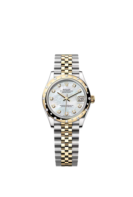 Women’s Rolex Datejust 31 Ref. 278343RBR – Yellow Rolesor, White Mother-of-Pearl Diamond Dial, Jubilee Bracelet