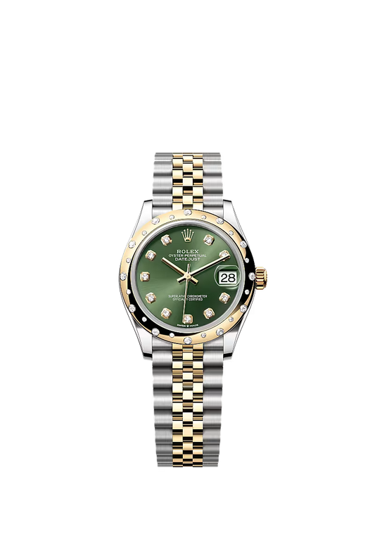 Women’s Rolex Datejust 31 Ref. 278343RBR – Yellow Rolesor, Olive Green Diamond Dial, Jubilee Bracelet
