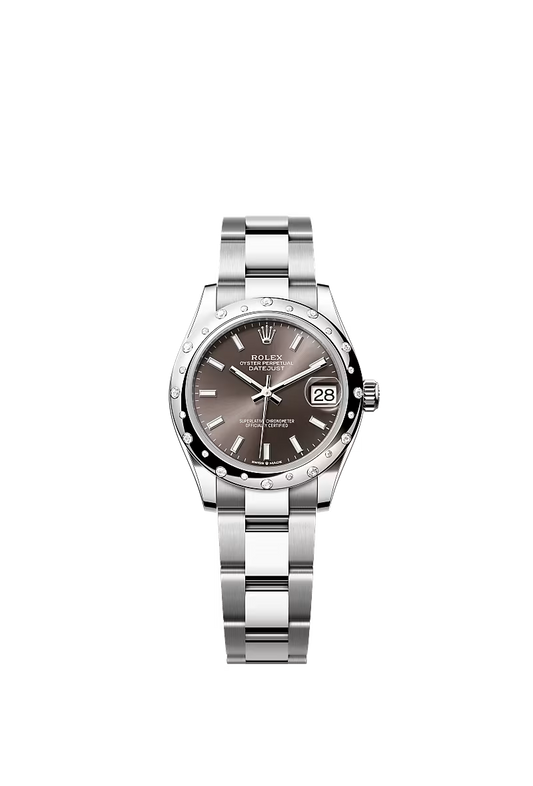 Women’s Rolex Datejust 31 Oystersteel & White Gold Automatic Watch – Dark Grey Dial with Diamond Bezel - Zeuskicks