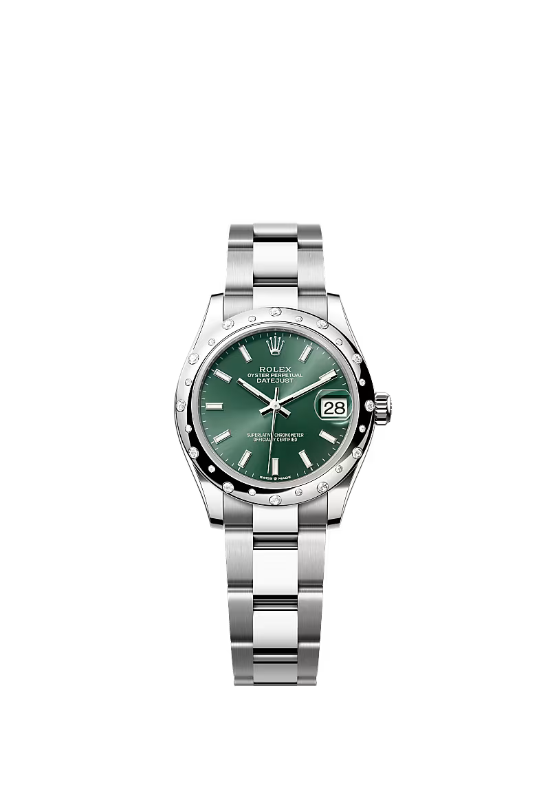 Women’s Rolex Datejust 31 Oystersteel & White Gold Automatic Watch – Mint Green Dial with Diamond Bezel - Zeuskicks