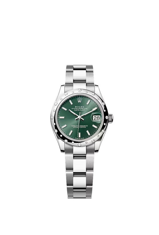 Women’s Rolex Datejust 31 Oystersteel & White Gold Automatic Watch – Mint Green Dial with Diamond Bezel - Zeuskicks