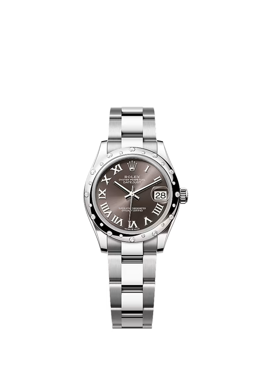 Women’s Rolex Datejust 31 Oystersteel & White Gold Automatic Watch – Dark Grey Dial with Diamond Bezel - Zeuskicks