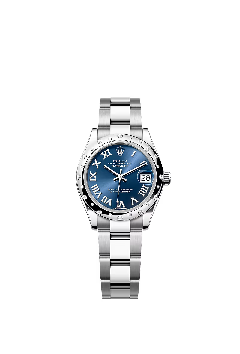 Women’s Rolex Datejust 31 Oystersteel & White Gold Automatic Watch – Bright Blue Dial with Diamond Bezel - Zeuskicks