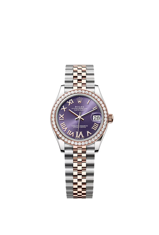Women’s Rolex Datejust 31 278381RBR Oystersteel & Everose Gold Diamond Watch – Aubergine Dial with Jubilee Bracelet