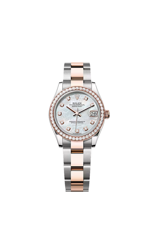 Women’s Rolex Datejust 31 278381RBR Oystersteel & Everose Gold Diamond Watch – White Mother-of-Pearl Dial