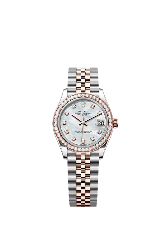 Women’s Rolex Datejust 31 278381RBR Oystersteel & Everose Gold Diamond Watch – White Mother-of-Pearl Dial with Jubilee Bracelet