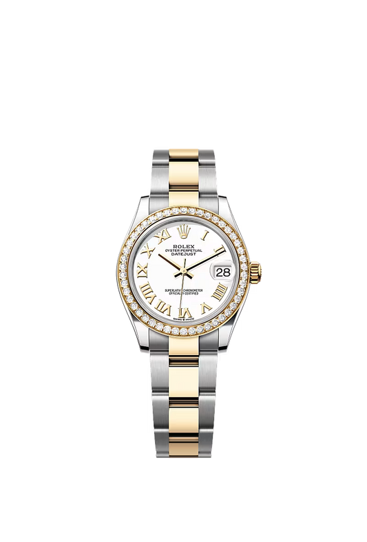 Women’s Rolex Datejust 31 Ref. 278383RBR – Yellow Rolesor, Diamond Bezel, White Dial