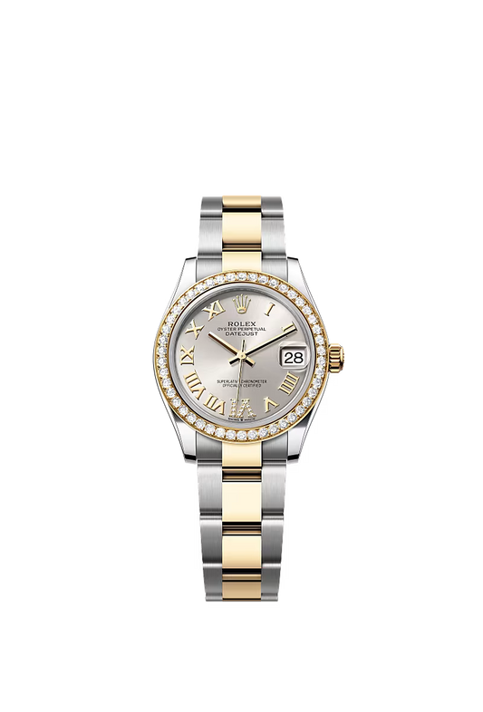 Women’s Rolex Datejust 31 Ref. 278383RBR – Yellow Rolesor, Diamond Bezel, Silver Dial with Large VI