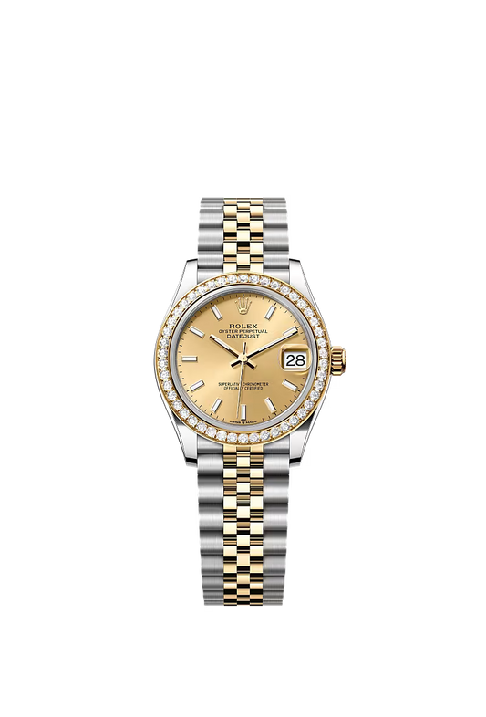Women’s Rolex Datejust 31 Ref. 278383RBR – Yellow Rolesor, Diamond Bezel, Champagne Dial, Jubilee Bracelet