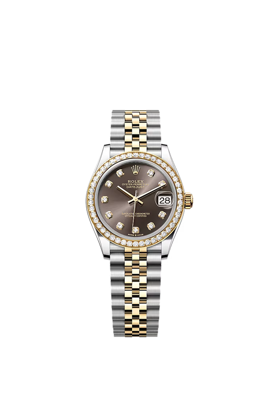 Women’s Rolex Datejust 31 Ref. 278383RBR – Yellow Rolesor, Diamond Bezel, Dark Grey Dial, Jubilee Bracelet