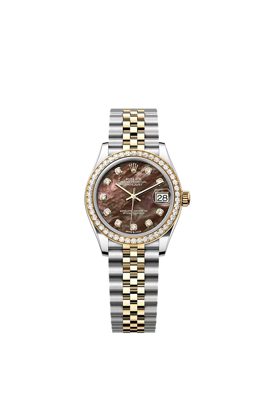 Women’s Rolex Datejust 31 Ref. 278383RBR – Yellow Rolesor, Diamond Bezel, Black Mother-of-Pearl Dial, Jubilee Bracelet