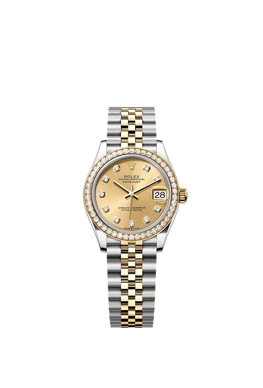 Women’s Rolex Datejust 31 Ref. 278383RBR – Yellow Rolesor, Diamond Bezel, Champagne Dial with Diamonds, Jubilee Bracelet