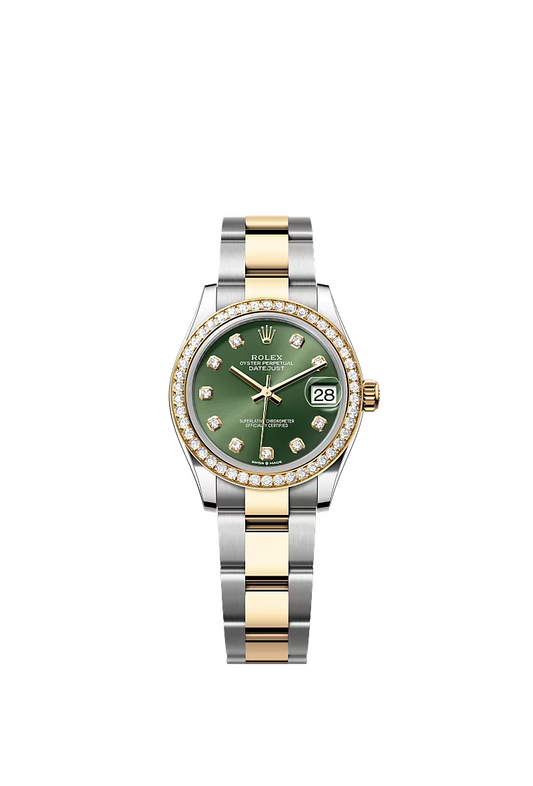 Women’s Rolex Datejust 31 Ref. 278383RBR – Yellow Rolesor, Diamond Bezel, Olive Green Dial