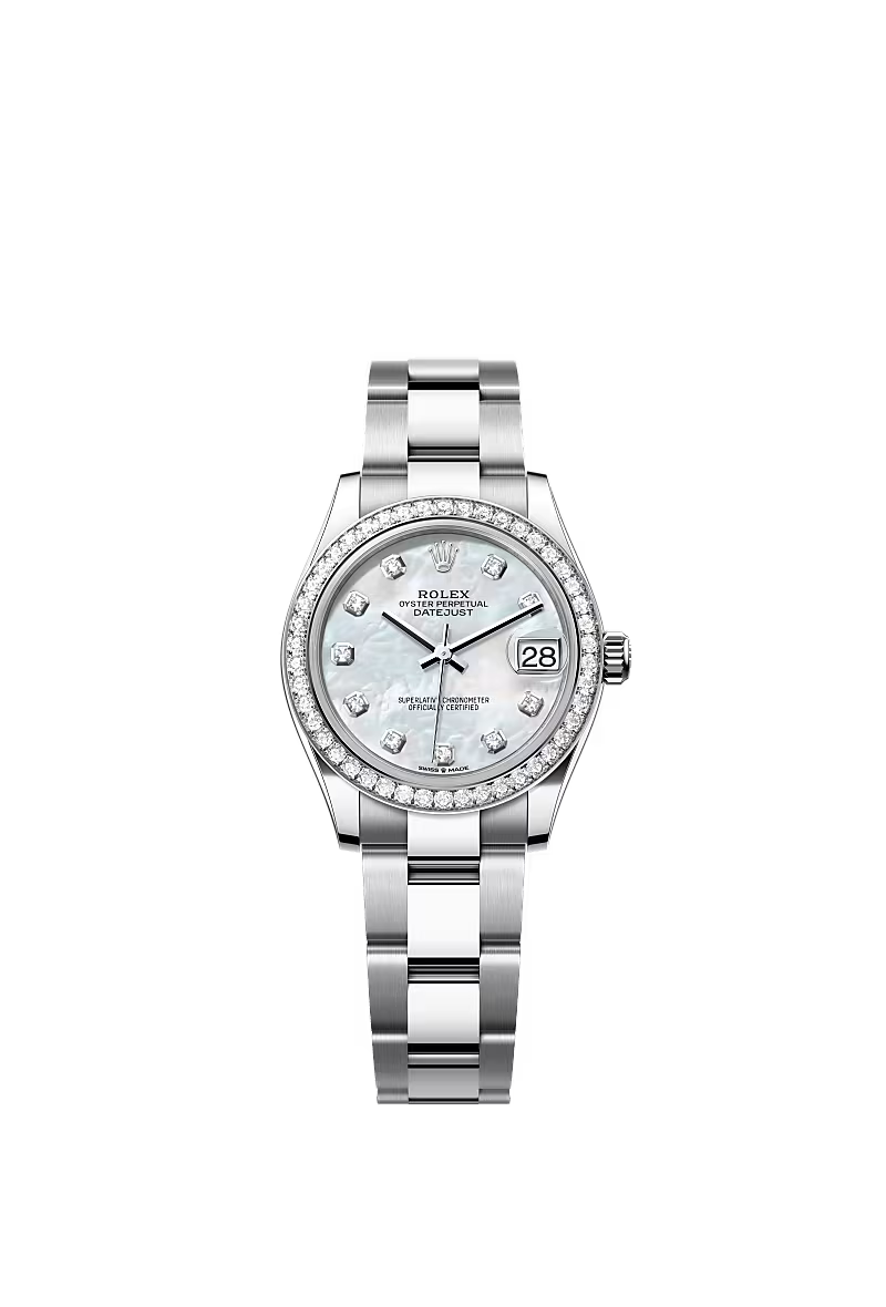 Women’s Rolex Datejust 31 278384RBR Oystersteel & White Gold Diamond Watch – White Mother-of-Pearl Dial - Zeuskicks