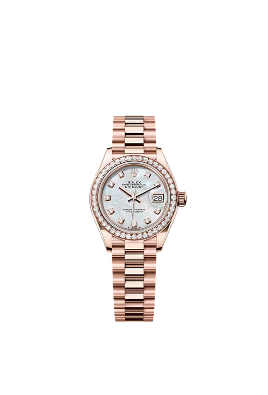 Women’s Rolex Lady-Datejust 28 mm Everose Gold & Diamond White Mother-of-Pearl Watch - Zeuskicks