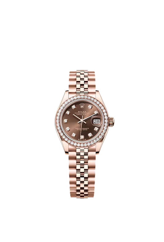 Women’s Rolex Lady-Datejust 28 mm Everose Gold Chocolate Diamond Dial Watch with Jubilee Bracelet - Zeuskicks