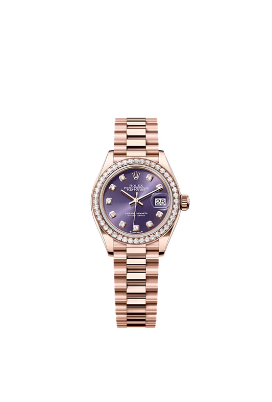 Women’s Rolex Lady-Datejust 28 mm Everose Gold & Diamond Aubergine Watch - Zeuskicks