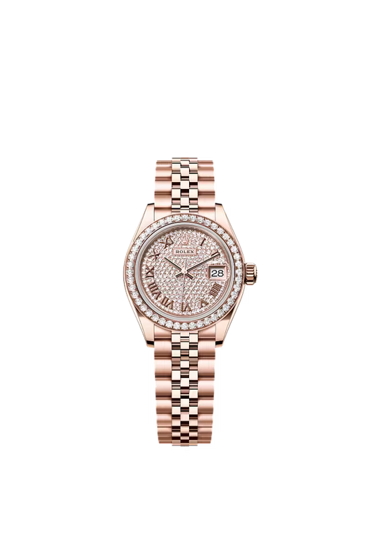 Women’s Rolex Lady-Datejust 28 mm Everose Gold Diamond-Paved Dial Watch with Jubilee Bracelet - Zeuskicks