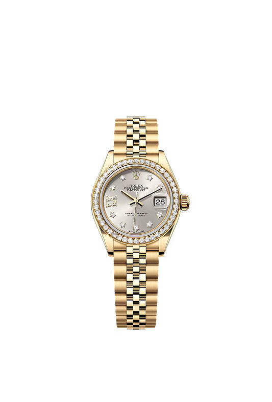 Women’s Rolex Lady-Datejust 28 mm Yellow Gold & Diamond Watch – Silver Dial with Diamond Accents - Zeuskicks
