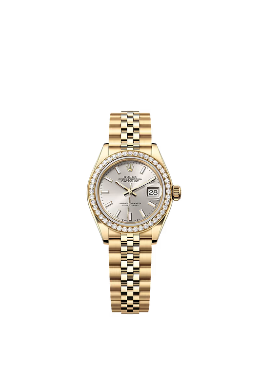 Women’s Rolex Lady-Datejust 28 mm Yellow Gold & Diamond Watch – Silver Dial - Zeuskicks