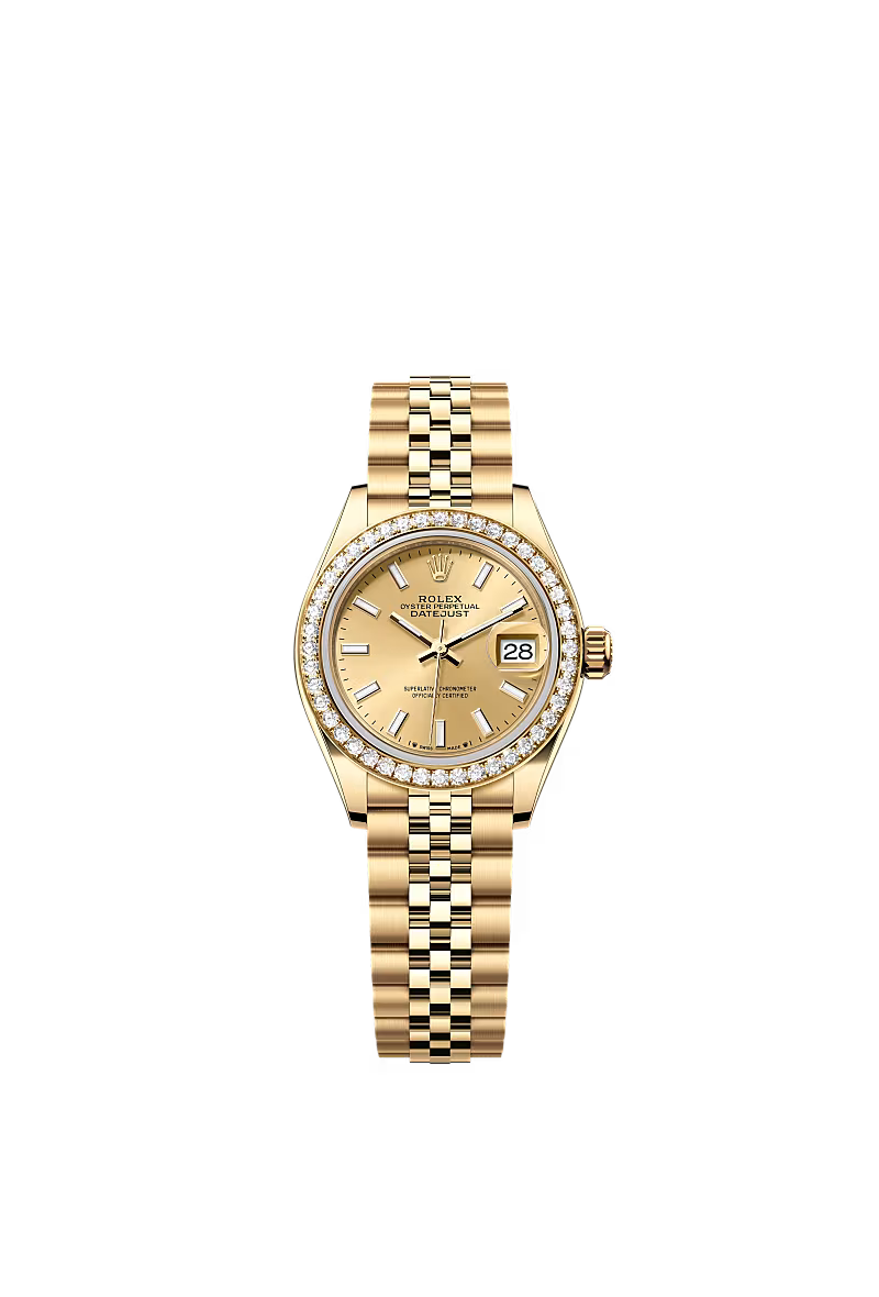 Women’s Rolex Lady-Datejust 28 mm Yellow Gold & Diamond Watch – Champagne Dial - Zeuskicks
