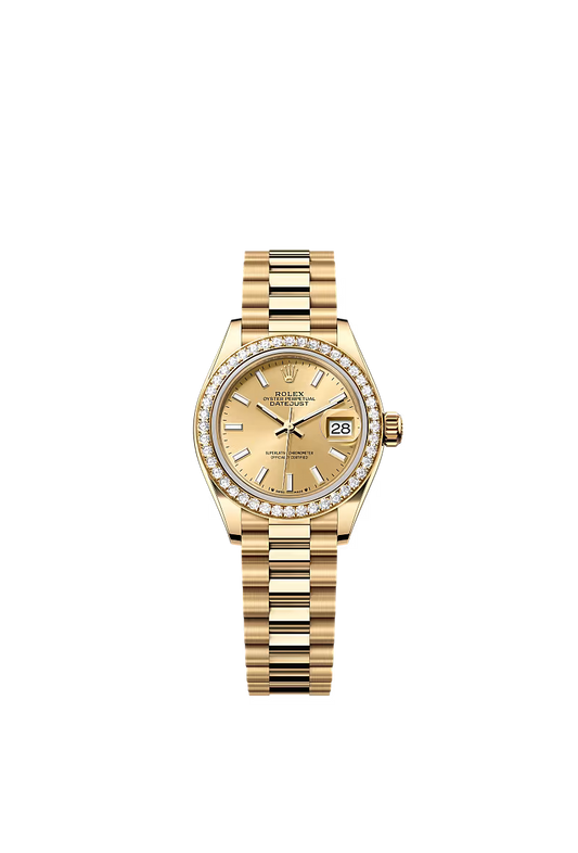 Ladies’ Rolex Lady-Datejust 28mm 279138RBR Champagne Dial Diamond Bezel 18kt Yellow Gold Watch - Zeuskicks
