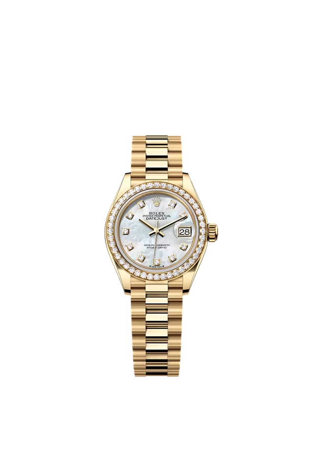 Women’s Rolex Lady-Datejust 279138RBR 18 kt Yellow Gold Diamond Bezel White Mother-of-Pearl Dial - Zeuskicks