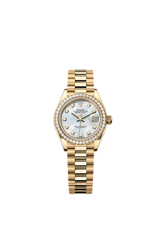 Women’s Rolex Lady-Datejust 279138RBR 18 kt Yellow Gold Diamond Bezel White Mother-of-Pearl Dial - Zeuskicks