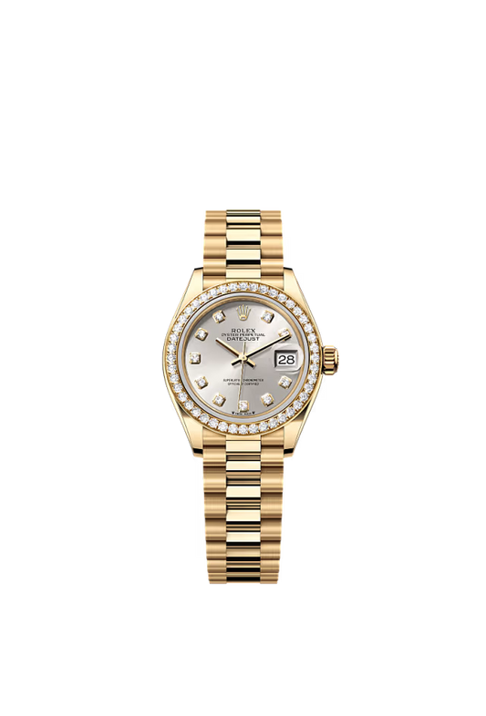 Women’s Rolex Lady-Datejust 279138RBR 18 kt Yellow Gold Diamond Bezel Silver Dial - Zeuskicks