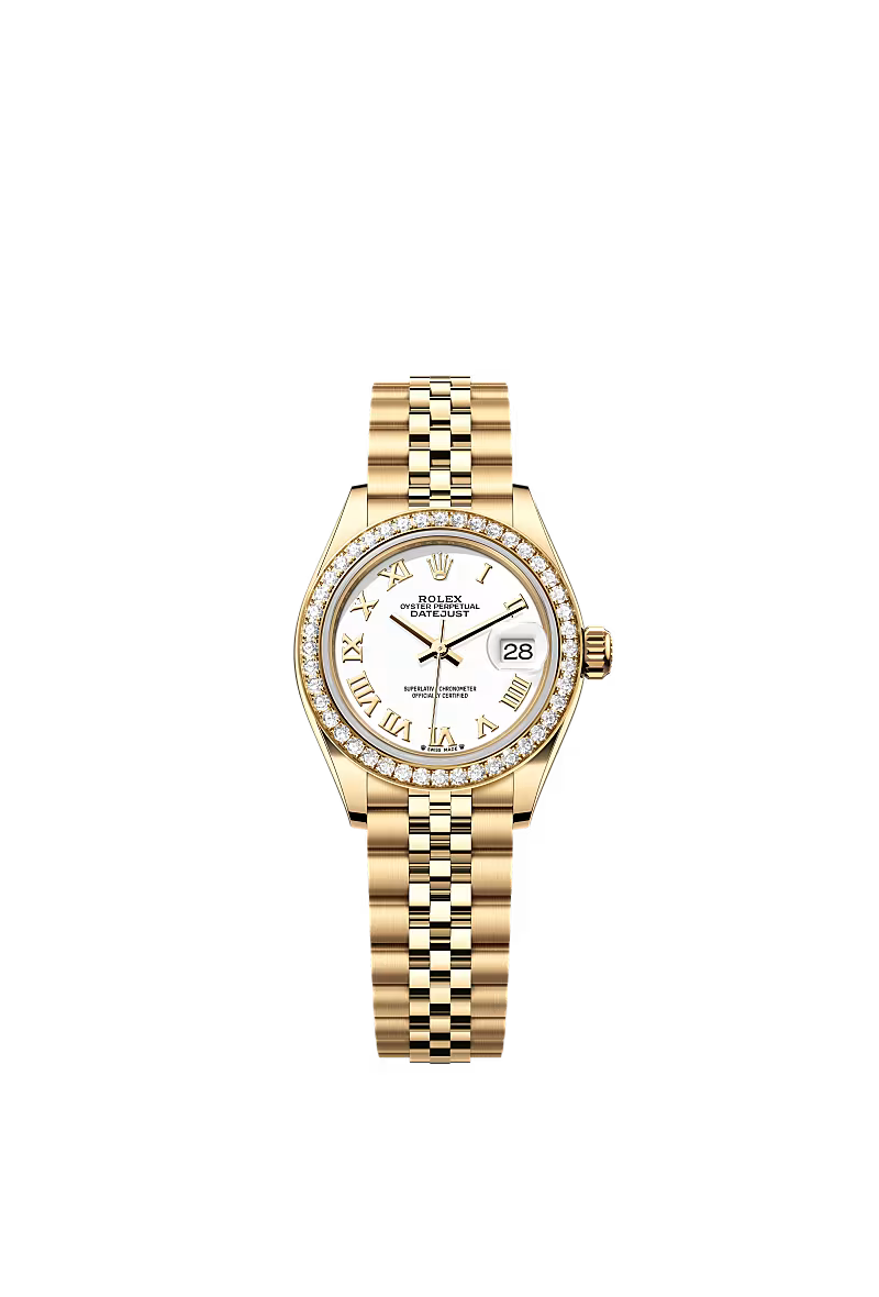 Women’s Rolex Lady-Datejust 28 mm Yellow Gold & Diamond Watch – White Dial - Zeuskicks