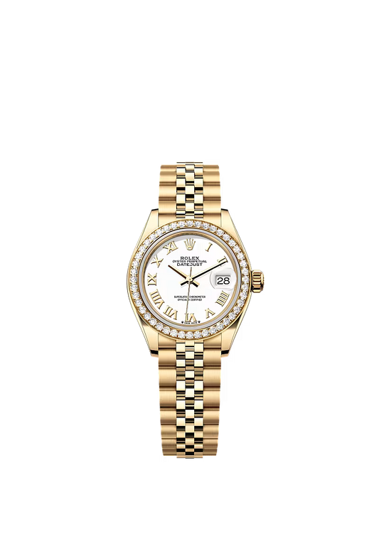 Women’s Rolex Lady-Datejust 28 mm Yellow Gold & Diamond Watch – White Dial - Zeuskicks